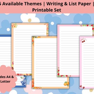 Cute Writing, List Paper Set  Printable | Lined + Checklist Pages | A4 - US Letter | Digital Stationery for Journaling & Notes