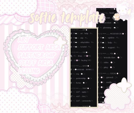 SOFT Pink and White Discord Template with Emojis