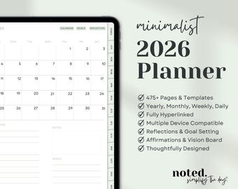 Planificador Digital Minimalista 2026 / Planificador GoodNotes / Planificador Diario Digital / Planificador Semanal / Planificador Mensual / Planificador iPad 2026