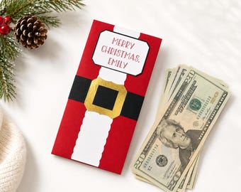 Christmas Money Holder - Cash Gift for Holidays - Santa Money Envelope -Holiday Money Card - Xmas Cash Gift - Stocking Stuffer