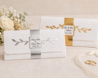 Custom Engaged Gift - Wedding Gift Card - Honeymoon Fund Money Holder - Cash Envelope for Bride - Personalized Just Married Envelope