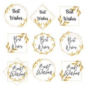 Printable Best Wishes Sentiments for Card Making Crafting Gold Embellishments for Greeting Cards Ephemera Scrapbooking Junk Journal Download