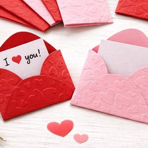 Tiny Love Letters - Mini Stationery and Gifts -Mini Valentines Envelopes - Embossed Hearts - Custom Love Notes - valentine letter box