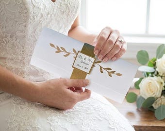 Personalized Engagement Gift - Wedding Gift Card - Elegant Foiled Money Card - Cash Envelope for Wedding Fund - Couple Voucher Wallet