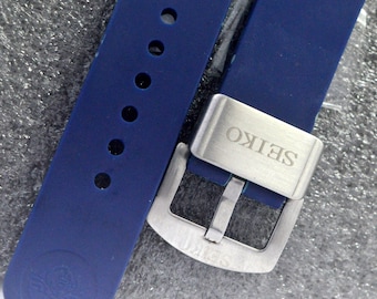 Genuine Seiko Blue Rubber Strap 20mm Seiko Prospex Diver Silicone Band with Signed Buckle