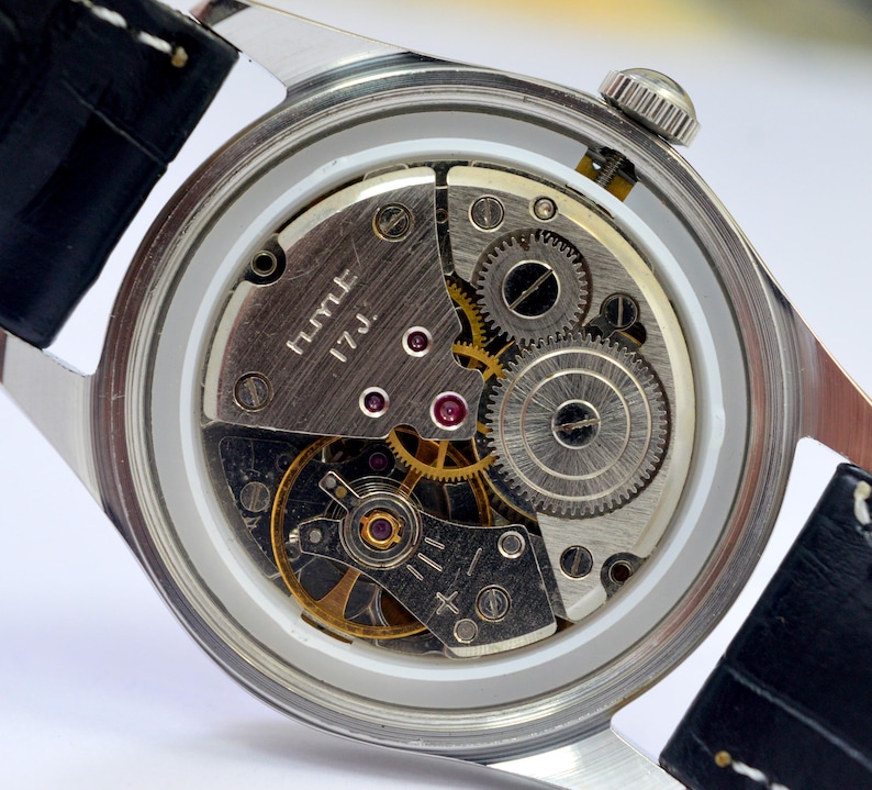 Rare Vintage HMT Janata Blue Dial 17 Jewels Para Shock Hand-Winding Mechanical Men’s Watch image 5