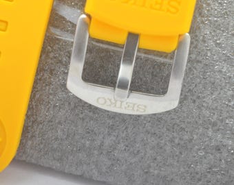 Genuine Seiko Prospex Yellow Rubber Strap 22mm Seiko Diver Silicone Band with Signed Buckle