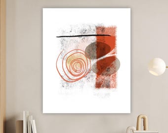 Abstract Modern Art, Canvas Print, Mid-Century Modern, Bold Color, Red, Yellow, Black