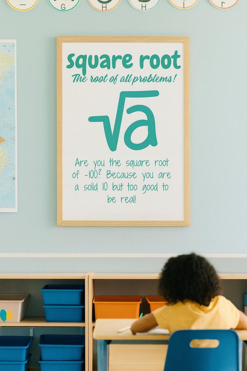 Square Root Math Poster | Funny Classroom Printable | Math Pun Wall Art ...