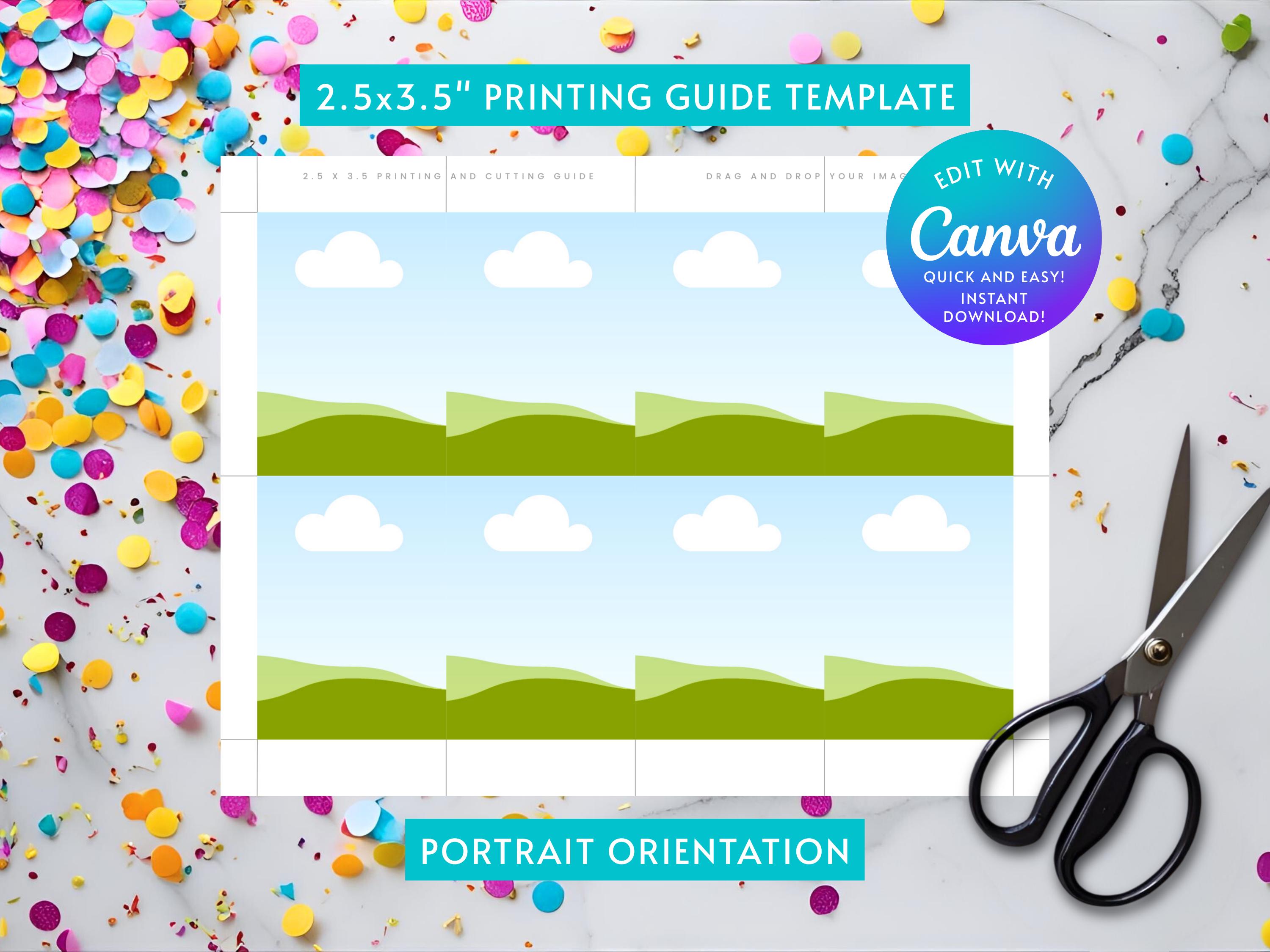 5x3 Layout 2.5x3.5 Portrait Printing & Cutting Guide Canva Template, Editable DIY ...