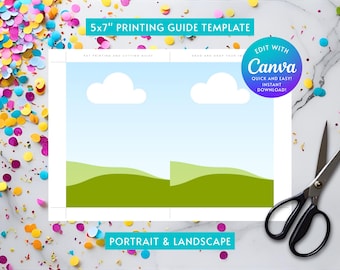 5x7 Printing & Cutting Guide Canva Template, Editable DIY Invitation Layout for Multiple Card Prints