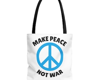 Peace Sign Tote Bag, Hippie Style, Eco-Friendly