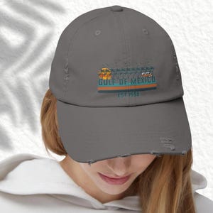 Gulf of Mexico Unisex Distressed Cap | Gulf Coast Vintage Hat | Texas Hat gifts, Florida Beach Hat gifts, Mexico mom Gift, birthday gifts
