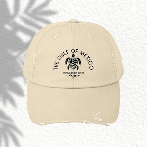 Distressed Cap, Men Women Gulf of Mexico Hat, Beachwear Baseball Cap, Vacation Headwear, Summer Accessory, resist cap, Subtle Political Hat