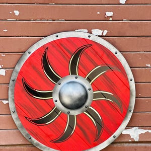 Wooden Shield Round Viking Medieval Shield Halloween Costume Battle Ready Warrior Wall Décor Valhalla Norse Cosplay Shield Gift For Him