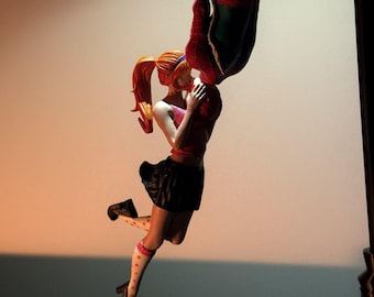 Mary Jane & Spider-Man Streetlight Figure | Romantic Comic Book Decorative Lighting | 12K Resin Print