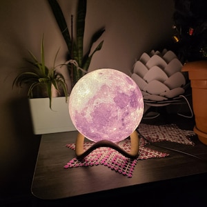 Moon Lamp | RGB LED Moon Night Light | 30cm Large Size | Remote Control Included | Gold Stand