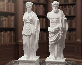 Mythology Lovers Gift, Ancient Roman Gods Figurine, Aesthetic Bookshelf Decor, Gold Weathered Statue, Classic Art Sculpture, Home Office Dec