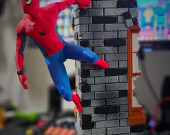 Handmade Spiderman Statue 11.8in | Lighted Resin & PLA Marvel Collectible Figure | Decorative Spider-Man Diorama