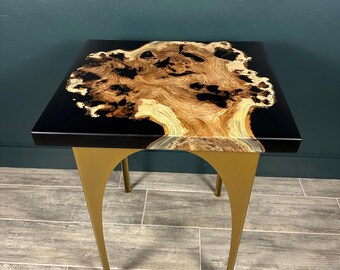 Entry table/Side table made from Elm Burl and epoxy