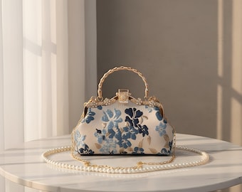 Exquisite Embroidered Floral Clutch, Luxury Evening Bag, Vintage Frame Purse, Statement Wedding Guest Accessory, Glamorous Party Gift