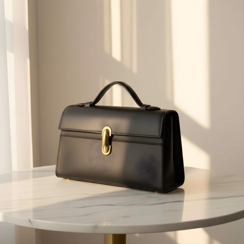 Leder Kleine Tragetaschen, L19 Taschen, Minimal Design Handtasche, Leder Clutch Tasche Elegante Frauen Schulter Geldbörse Alltag Chic Weiche Tasche Geschenk Black leather