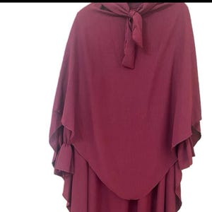 Personalised maroon ladies one size khimar 2pc hijab covering Islamic clothing abaya 56’’