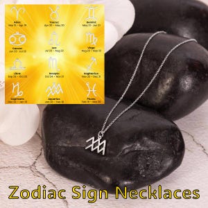 Birth Sign Pendant Necklace Zodiac Jewelry Gift Zodiac Symbol Charm Stainless Steel Silver Zodiac Necklace Everyday Wear American Made Set