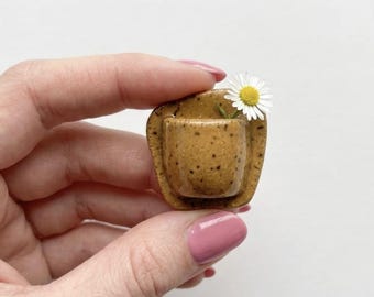 Honey Ceramic Mini Vase Pin - Handmade Wearable Pottery Gift