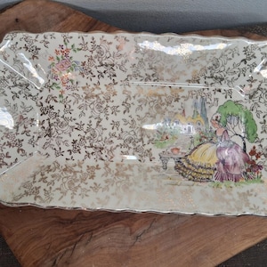 Vintage Floral Rectangular Ceramic Platter
