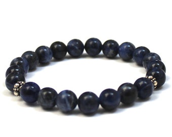 Dark Blue Sodalite Bracelet,Chakra Stones Mala Bracelet Gift for Her, Chakra Bracelet, Stacking Bracelet Worry Beads Stress Relief Bracelet