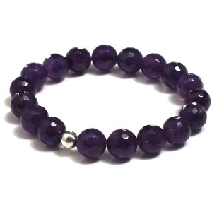 Amethyst Gemstone Bracelet, Crown Chakra Jewelry Mala Beaded Bracelet, Healing Crystal Sterling Silver Bead, Mothers Day Gifts From Daughter image 4