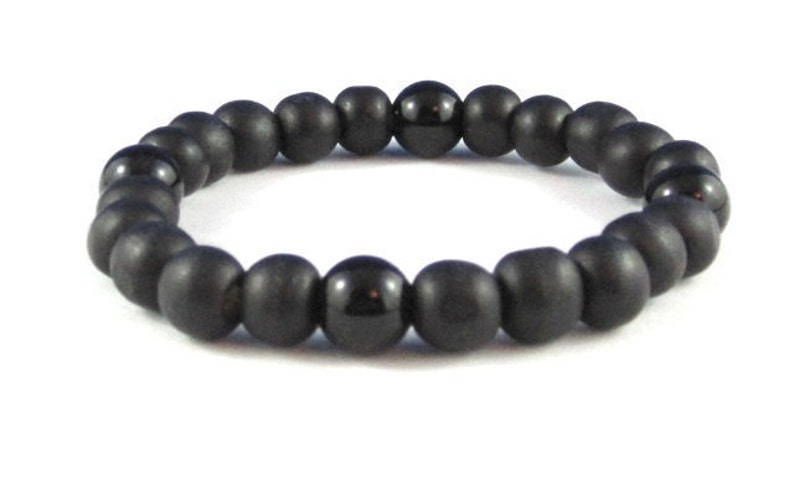 Men Bracelet, Wood Beads & Onyx Gemstones Yoga Mala Bracelet, Light Stacking Fidget Bracelet, Mindfulness Meditation Beads, Chakra Bracelet image 1