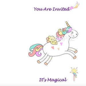 Download de cartão de unicórnio arco-íris para impressão, cartão de convite em branco unicórnio pastel para festa de aniversário, data de brincar, atividade de colorir na escola em casa