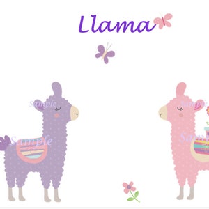 Lama digitale afdrukbare kaart, roze alpaca blanco kaarten voor kinderen, feestuitnodiging, verjaardagskaart voor student, kleuractiviteit leraar resource