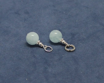 Aquamarine Gemstone Sterling Silver Charm March Birthstone for Anklet, Bracelet, Keychain, Necklace , Earring, Add on Chakra Healing Crystal