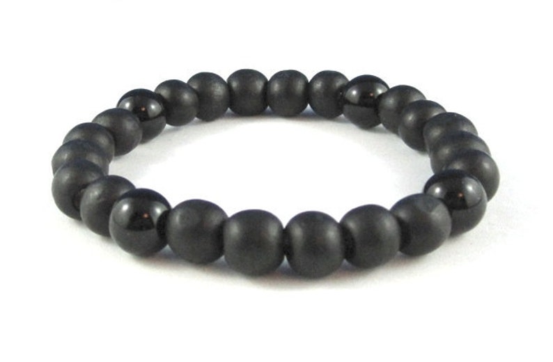Men Bracelet, Wood Beads & Onyx Gemstones Yoga Mala Bracelet, Light Stacking Fidget Bracelet, Mindfulness Meditation Beads, Chakra Bracelet image 4