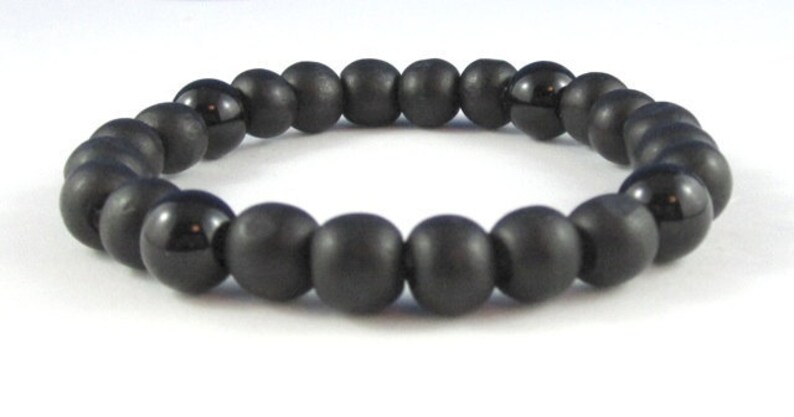 Men Bracelet, Wood Beads & Onyx Gemstones Yoga Mala Bracelet, Light Stacking Fidget Bracelet, Mindfulness Meditation Beads, Chakra Bracelet image 2