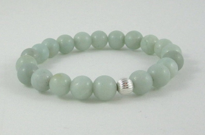 Pastel Green Amazonite Chakra Healing Bracelet, Birthday Gifts for Her, Energy Worry Beads Bracelet, Calming Stress Relief Yoga Mala Beads image 4