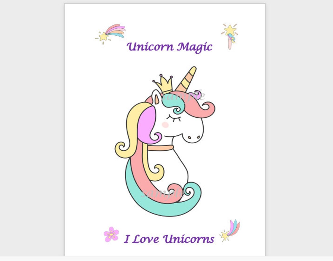 Unicorn Print Instant Download I Love Unicorns Art Print Etsy UK