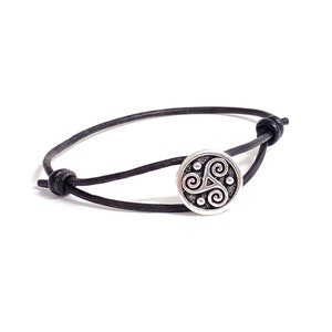 Celtic Symbol Triskele Pendant Leather Bracelet for Men Women Couple Bracelet Promise Bracelets Everyday Light Layering Scottish Bracelet image 6