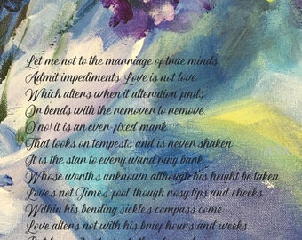 Romantic Poem Print Digital Download, Let Me Not To the Marriage of True Minds Shakespeare, Proposal, Anniversary Gift for Girlfriend, Wife