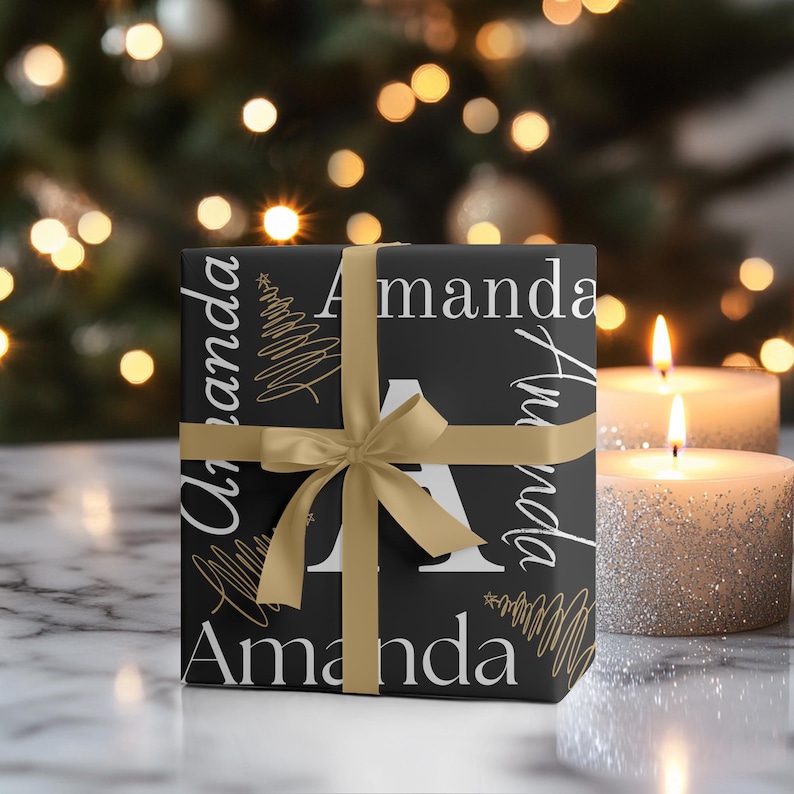 Custom Name Wrapping Paper, Personalized holiday gift wrap, Magical Christmas gifts image 4