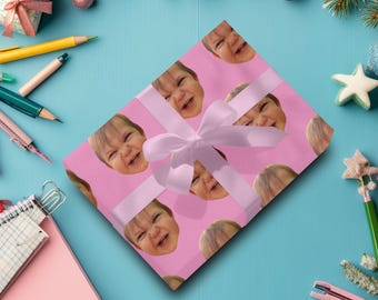 Personalized Funny Face Gift Wrap: Custom Gag Wrapping Paper, 3 sizes