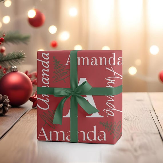 Custom Name Wrapping Paper, Personalized holiday gift wrap, Magical Christmas gifts