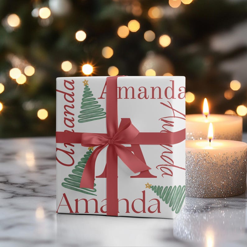 Custom Name Wrapping Paper, Personalized holiday gift wrap, Magical Christmas gifts image 5