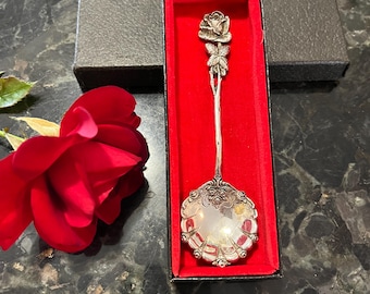 Vintage "Rose of Hildesheim" Duitse 880 zilveren lepel: vintage Duits verzamelobject, originele doos en verhalenfolder, perfect cadeau