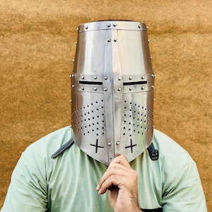 Medieval Knight Helmet I  Authentic Crusader Armor Replica I  Historical Costume Accessory I  Renaissance Fair, LARP, Cosplay Helmet