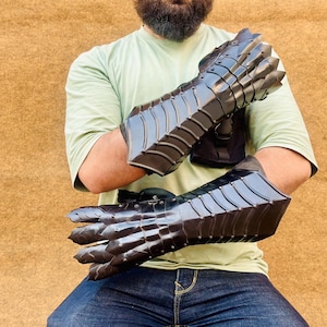 Middeleeuwse zwarte Nazgul-handschoenenset | Witch King-handschoenen | Ringwraith-handschoenen voor cosplay en Halloween-feestkleding | Beste cadeau voor hem