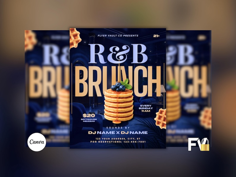 R&B Brunch Party Flyer, Sunday Brunch Promo, Club Day Party Flyer ...